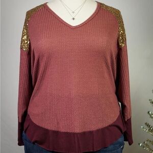 UMGEE Sequin Shoulder Top